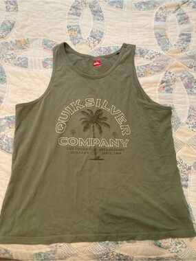 Quiksilver Olive Green Tank with Palm Company Graphic